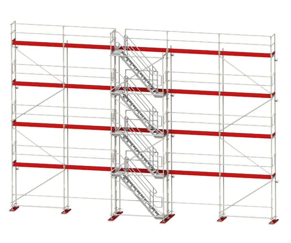 Gerüst Grafik mit Podestreppen / Gerüsttreppen.