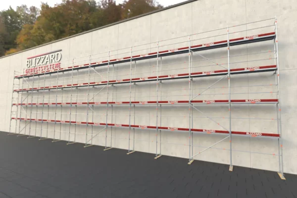 390,57 m² Stahlgerüst mit Holz-Gerüstbohlen