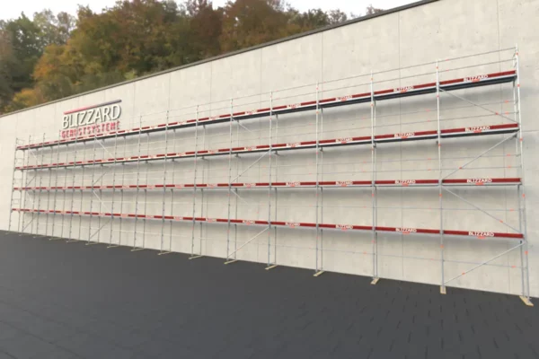 488,13 m² Stahlgerüst mit Holz-Gerüstbohlen